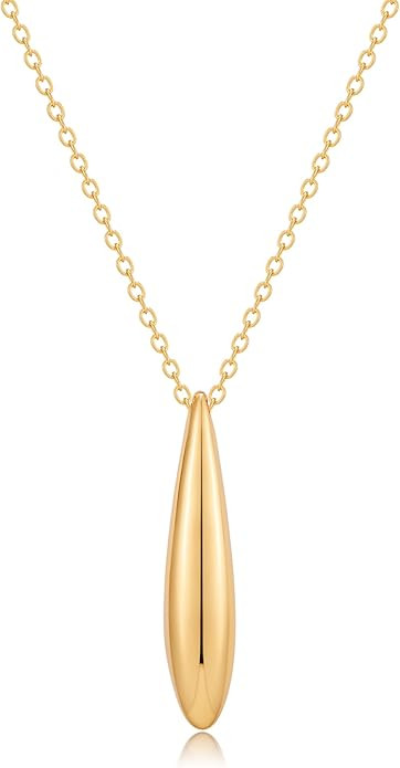 FAMARINE Gold Silver Pendant Necklace Women Dainty Cute Jewelry Long Tear Simple Necklaces | Amazon (US)