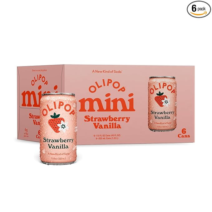 OLIPOP Minis Prebiotic Soda Pop, Strawberry Vanilla, Pantry Pack Packed with Prebiotics, Fiber, a... | Amazon (US)