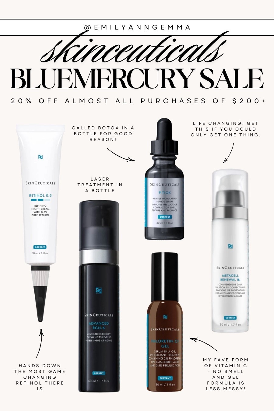 Skinceuticals at Bluemercury is on sale! Get 20% off with your purchase of $200+ and grab my favorite form of vitamin C and the iconic botox in a bottle while they’re marked down 💙🧖‍♀️

#LTKBeauty #LTKSaleAlert