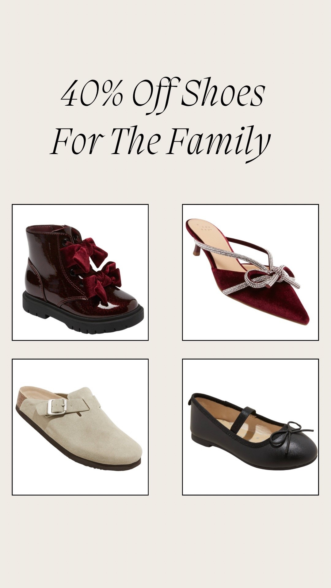 40% off shoes for the family 

Target, Target find, Target sale, sale, family, shoes 

#LTKSaleAlert #LTKFindsUnder50