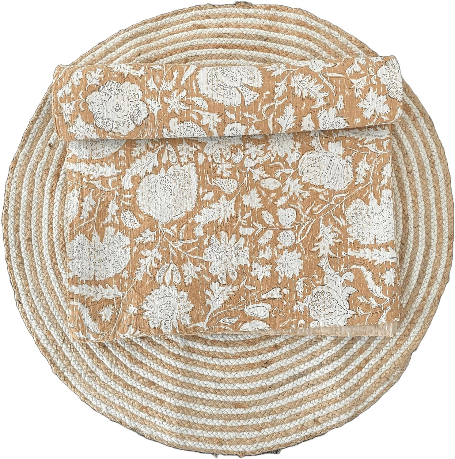 Indian Handblock Kantha Floral Printed Handmade Quilted Blanket Vintage Home Decorative KanthaThr... | Amazon (US)