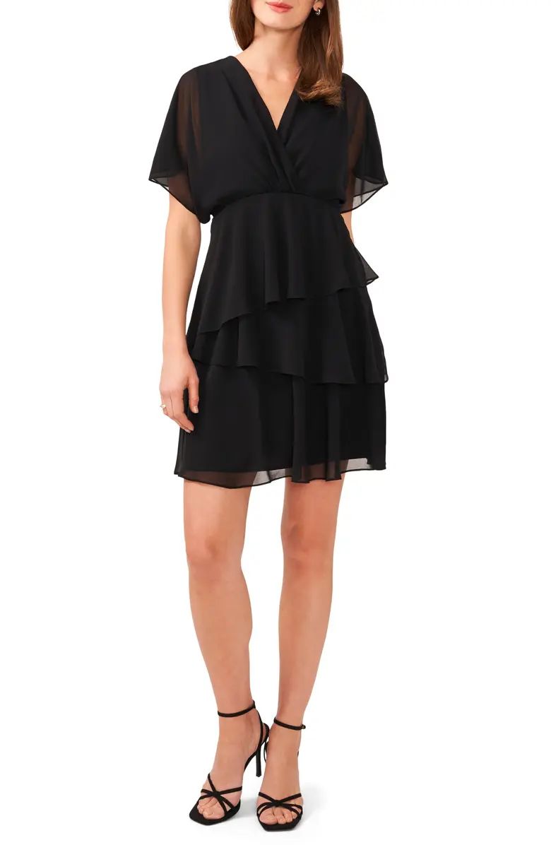 Halogen® Flutter Sleeve Tiered Ruffle Chiffon Dress | Nordstrom | Nordstrom