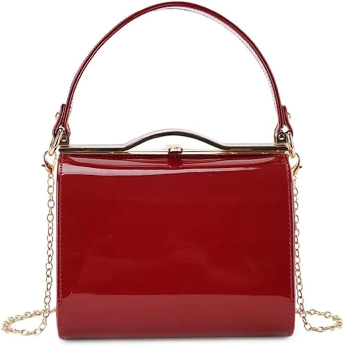 LeahWard Patent Clutch Bag, Women's Top Handle Clutch Bag, Chain Strap Cross Body Bag, Handbag We... | Amazon (UK)