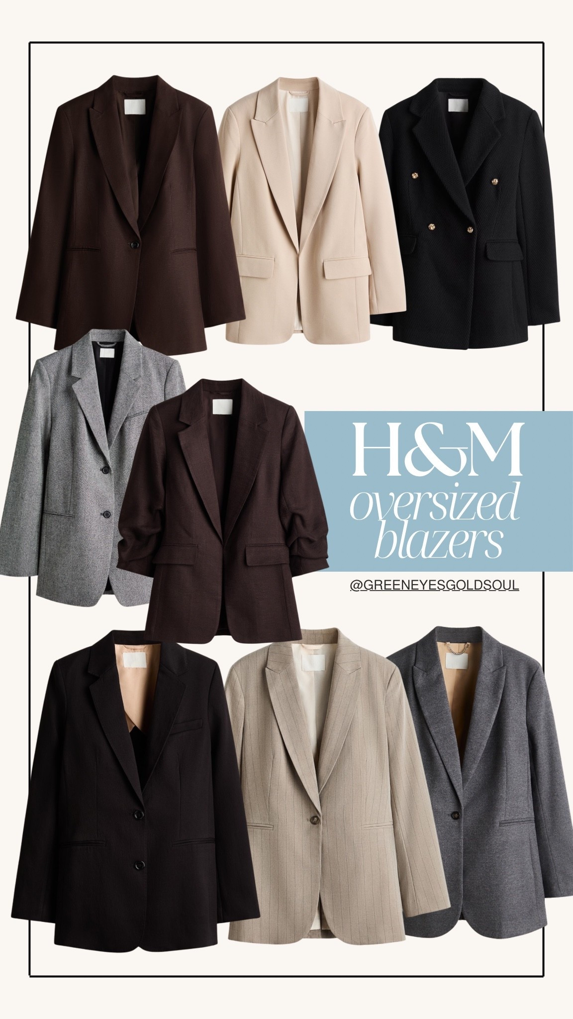 Oversized blazers are a forever staple 🤍
Sharing my favorite H&M oversized blazers — perfect for work, weekends, and layering year-round

blazers/layering pieces/wardrobe staple/everyday outfits/casual chic/neutral blazers/relaxed fit blazer/spring layering/lightweight blazer/affordable fashion/H&M finds/capsule wardrobe/minimalist fashion/women’s fashion/modern basics/effortless style/elevated casual


#LTKU #LTKootd #LTKSeasonal
