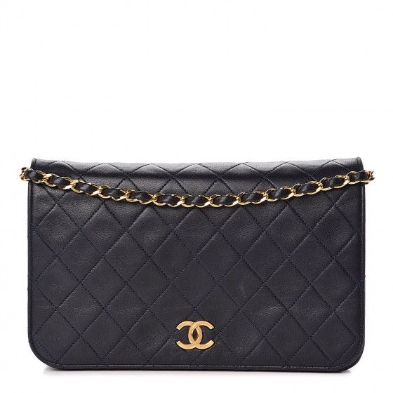 CHANEL Lambskin Quilted Small Single Flap Navy | Fashionphile