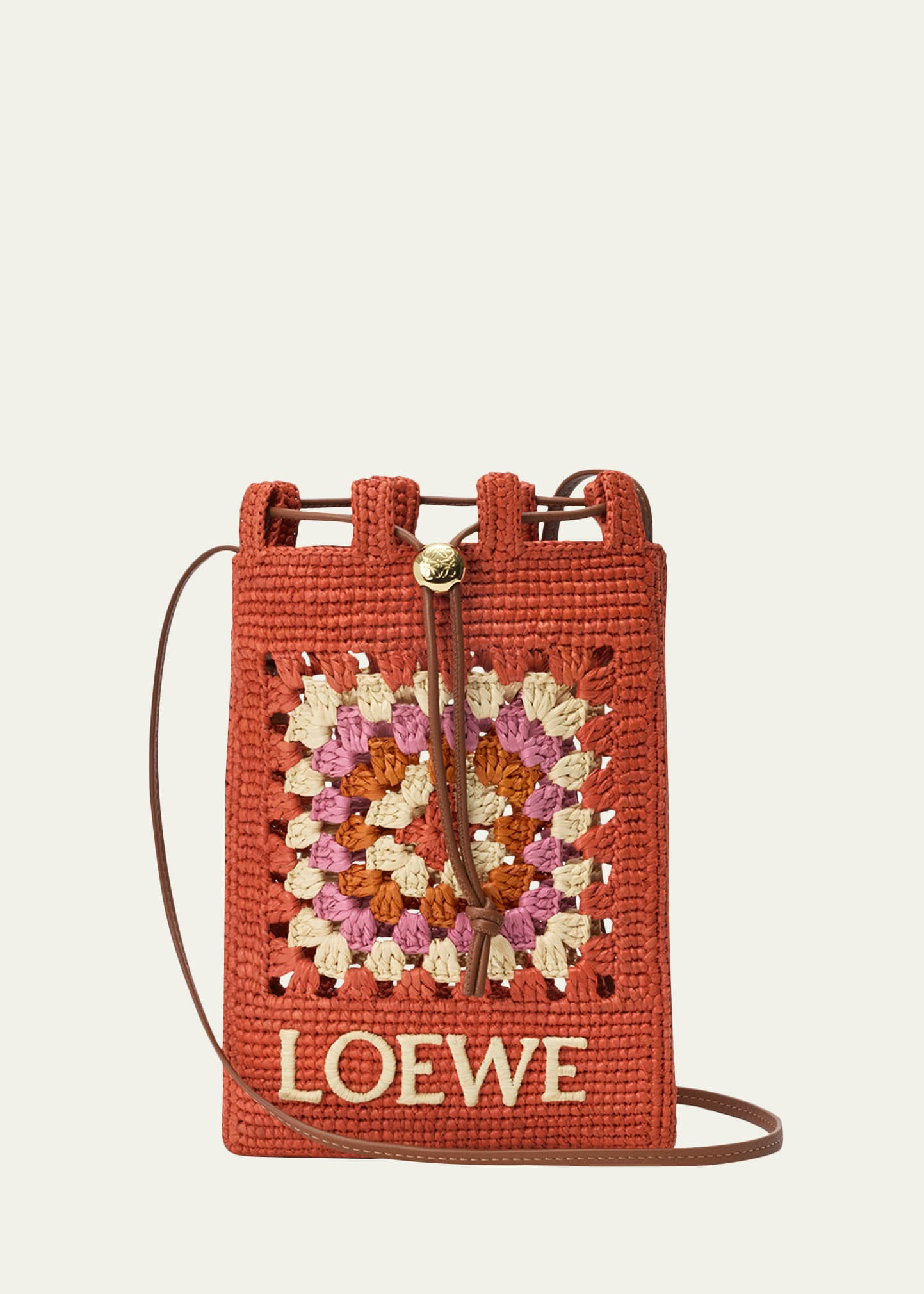 Loewe x Paula's Ibiza Crochet Raffia Pocket Crossbody Bag | Bergdorf Goodman
