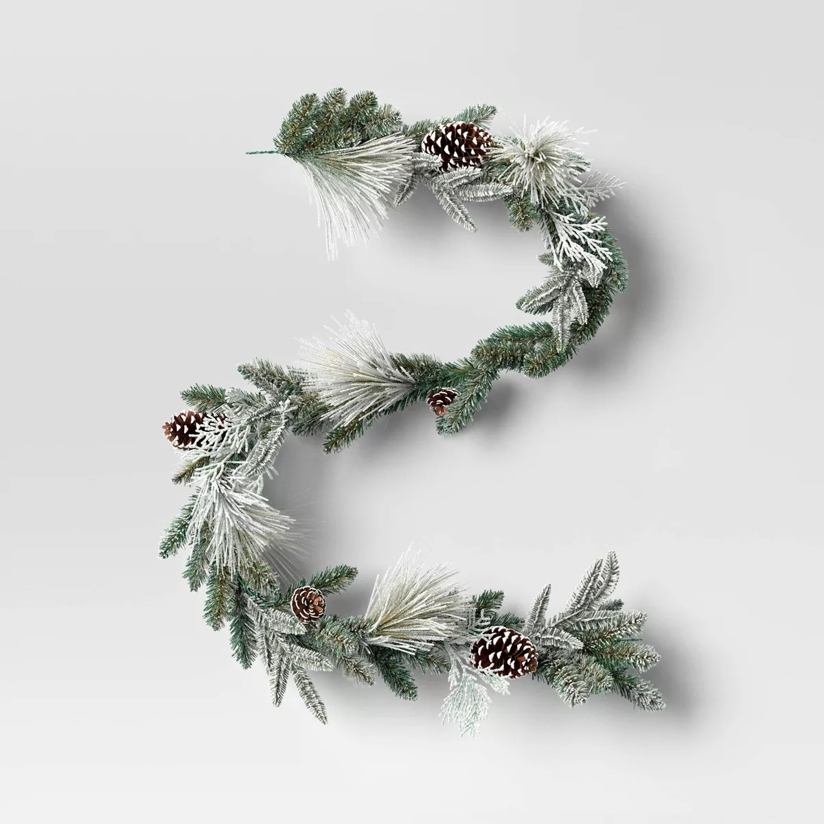 6' Flocked Mixed Greenery with Pinecones Artificial Christmas Garland Green - Wondershop™: Unli... | Target