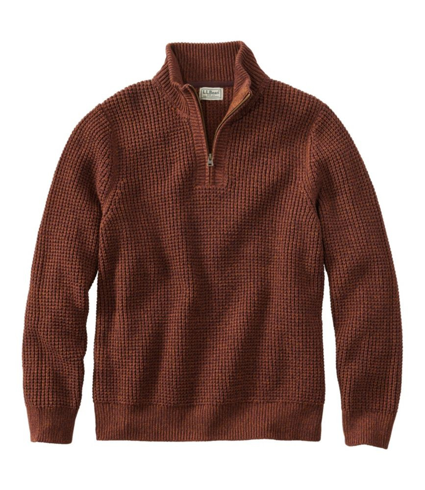 Men's Organic Cotton Waffle Sweater, Quarter Zip | Sweaters at L.L.Bean | L.L. Bean