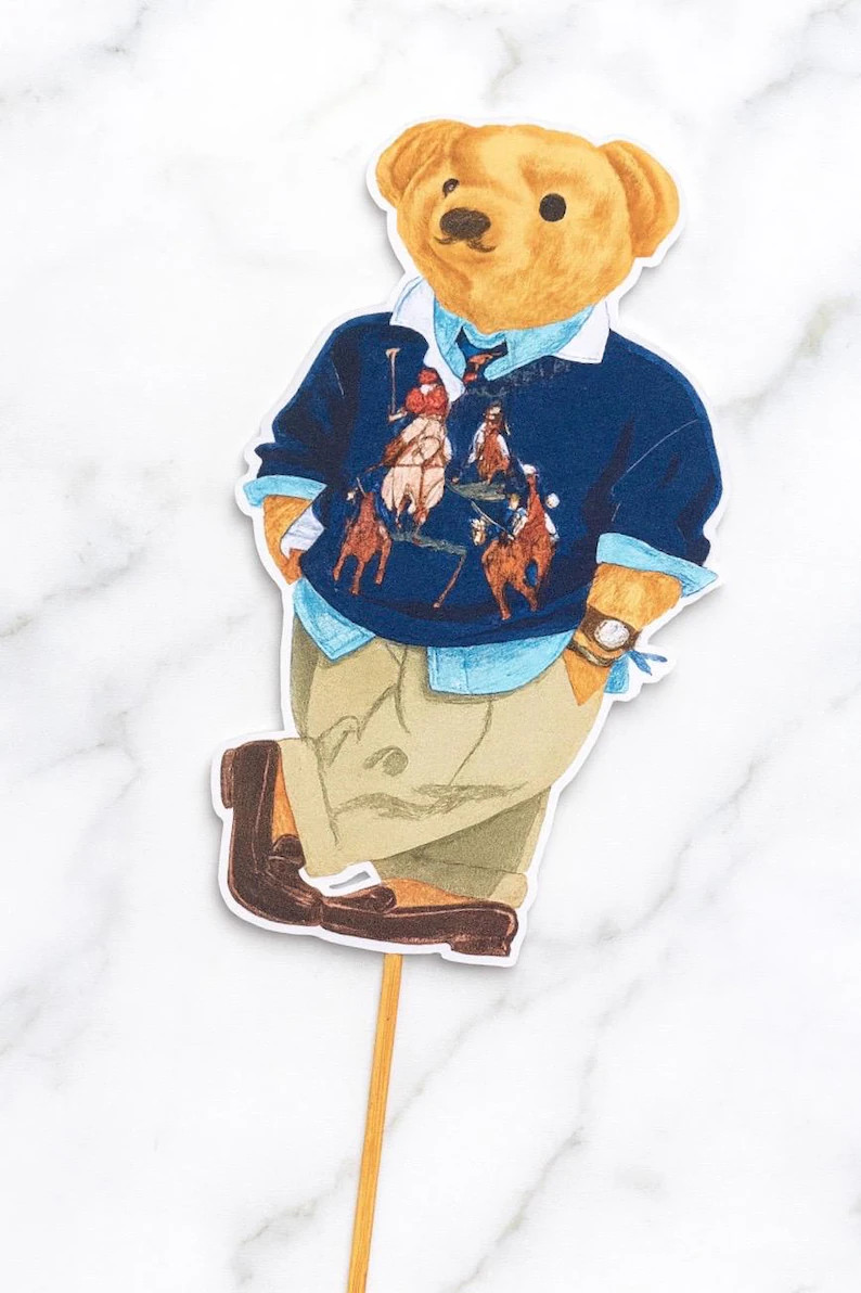 Teddy Bear Centerpiece, Teddy Bear Baby Shower, Teddy Bear Cake Topper, Polo Ralph Lauren Baby Sh... | Etsy (US)