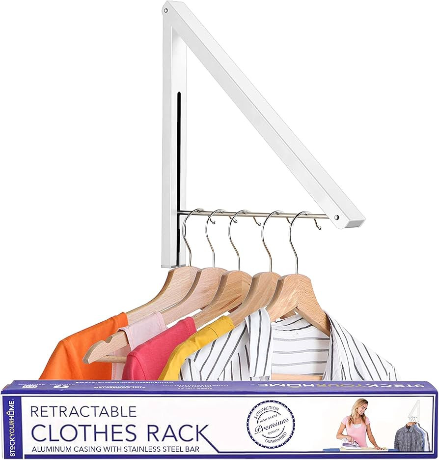 Stock Your Home Retractable Clothes Rack, Wall Mounted Laundry Drying Racks, Folding Wall Mount C... | Amazon (US)