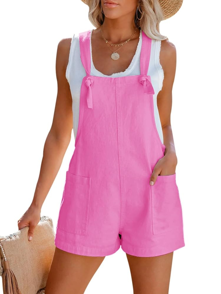 Women's Summer Casual Sleeveless Rompers Loose Spaghetti Strap Denim Shorts Overalls Jumpsuit wit... | Amazon (US)