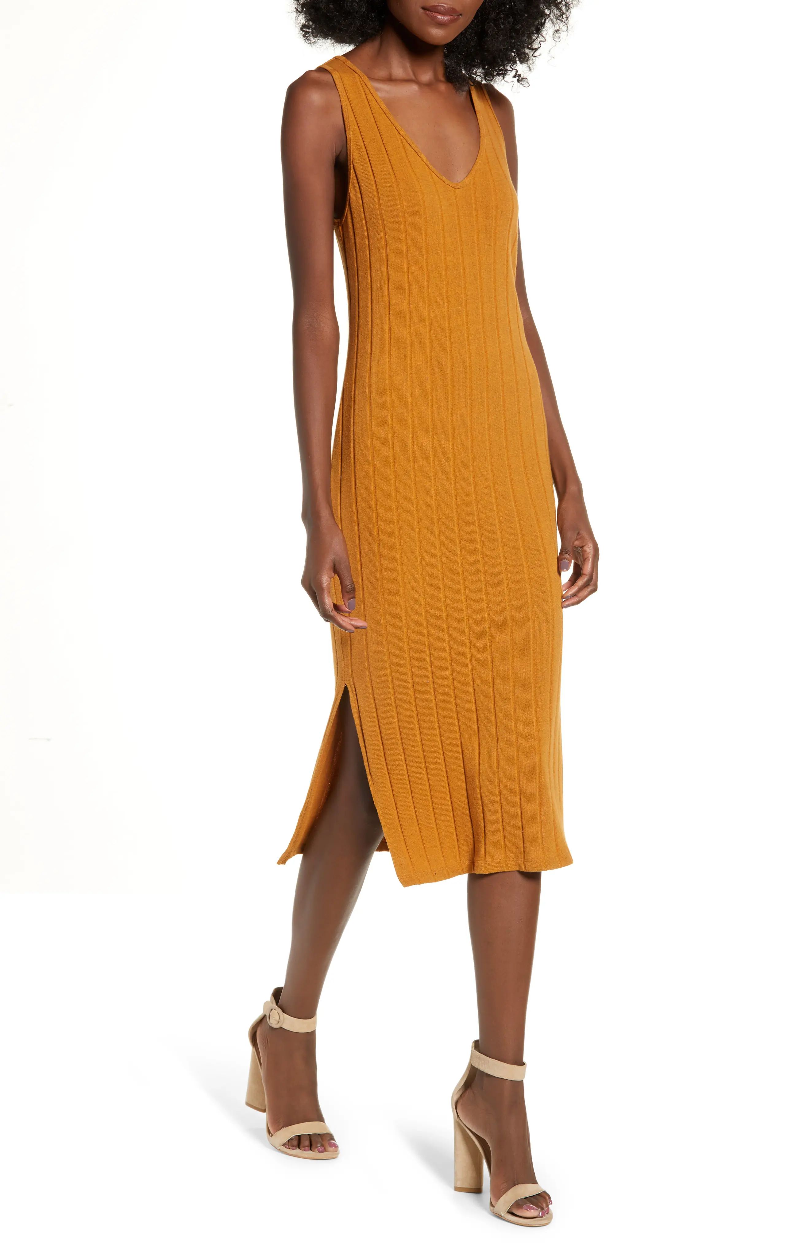 All in Favor Ribbed Midi Dress | Nordstrom