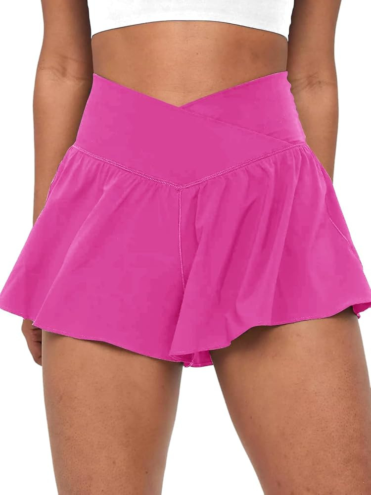 Crossover Flowy Shorts for Women 2 in 1 Athletic Butterfly Running Shorts Tennis Gym Workout Skor... | Amazon (US)