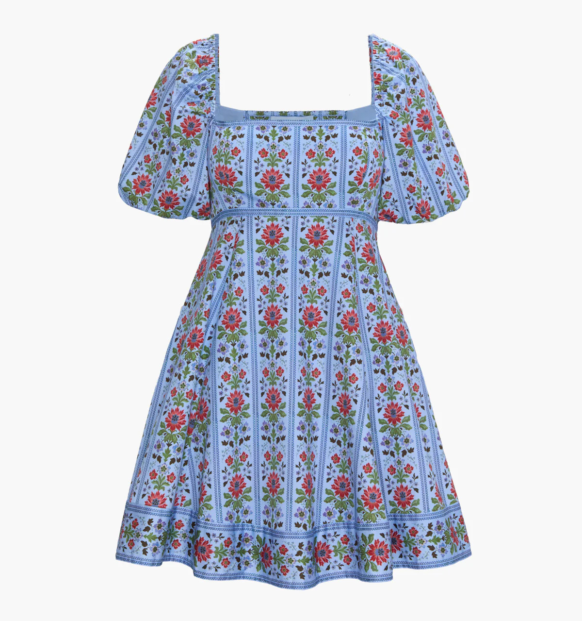 The Matilda Mini Dress | Blue Floral Block Stripe / XXS | 100% Cotton | Hill House Home | Hill House Home US