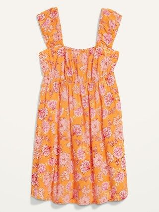 Cap-Sleeve Floral-Print Cutout Bow-Detailed Mini Swing Dress for Women | Old Navy (US)
