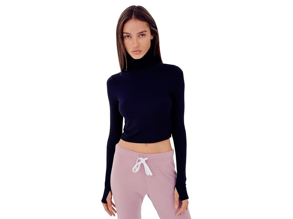 Splits59 Jackson Ribbed Cropped Turtleneck Women's Clothing Black : XS, Modal/Spandex | Zappos