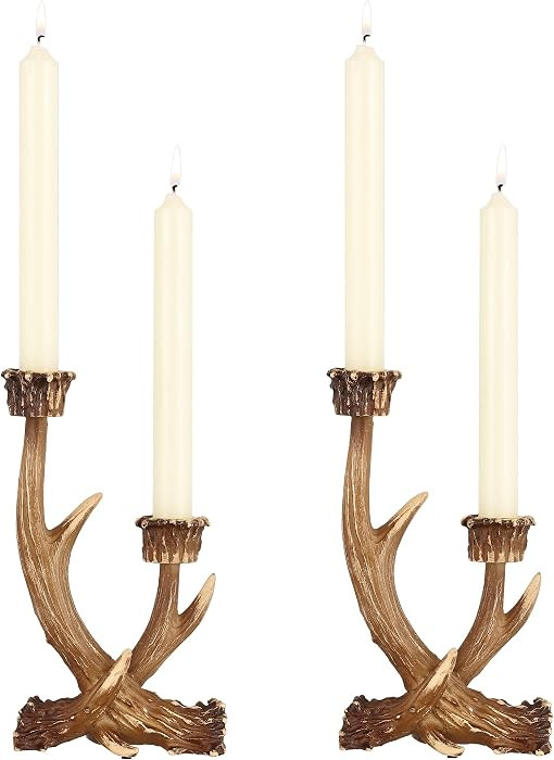 2PCS Deer Antler Candle Holders, Rustic Farmhouse Decor Style | Amazon (US)