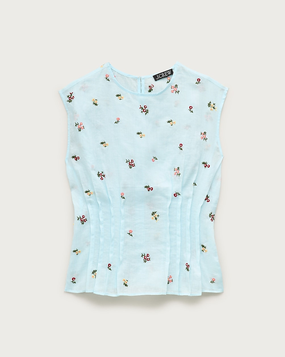 Pintuck shell top in ramie with embroidered florals | J. Crew US