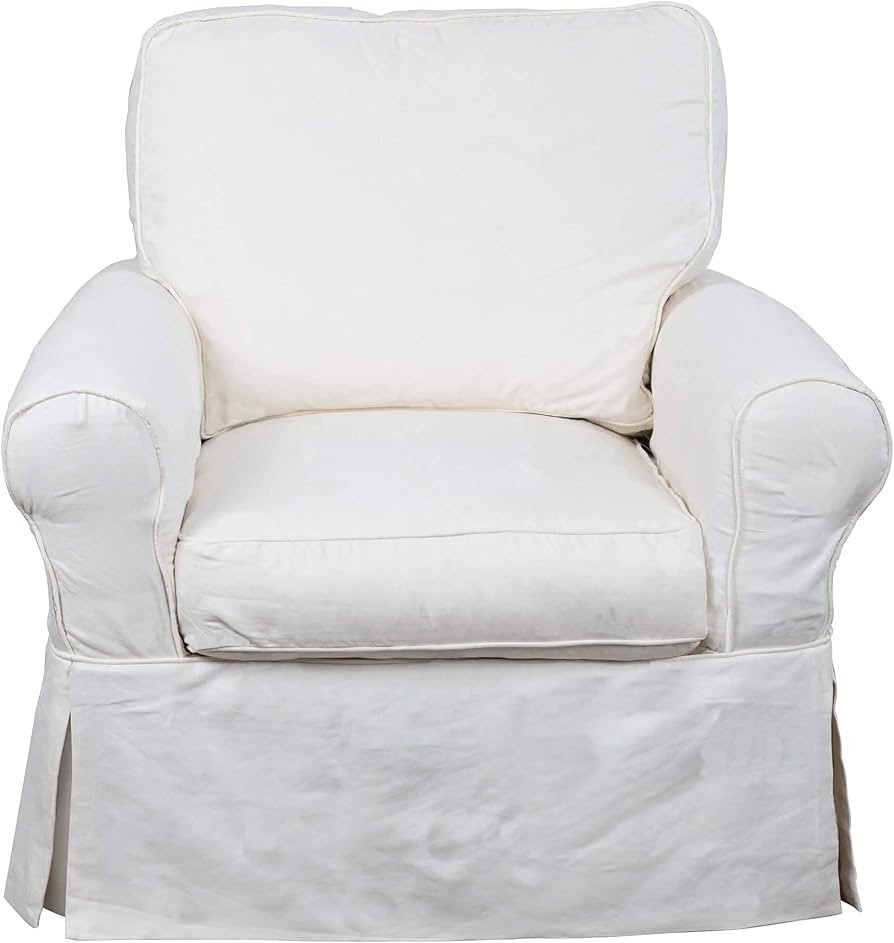 Sunset Trading Horizon Slipcovered Swivel Club Chair, Warm White | Amazon (US)