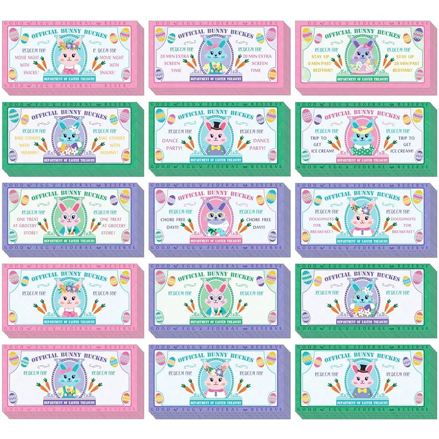 Amazon.com: Yinkin 210 Pcs Easter Bunny Coupon Cards Easter Egg Fillers Unique Money Alternative ... | Amazon (US)