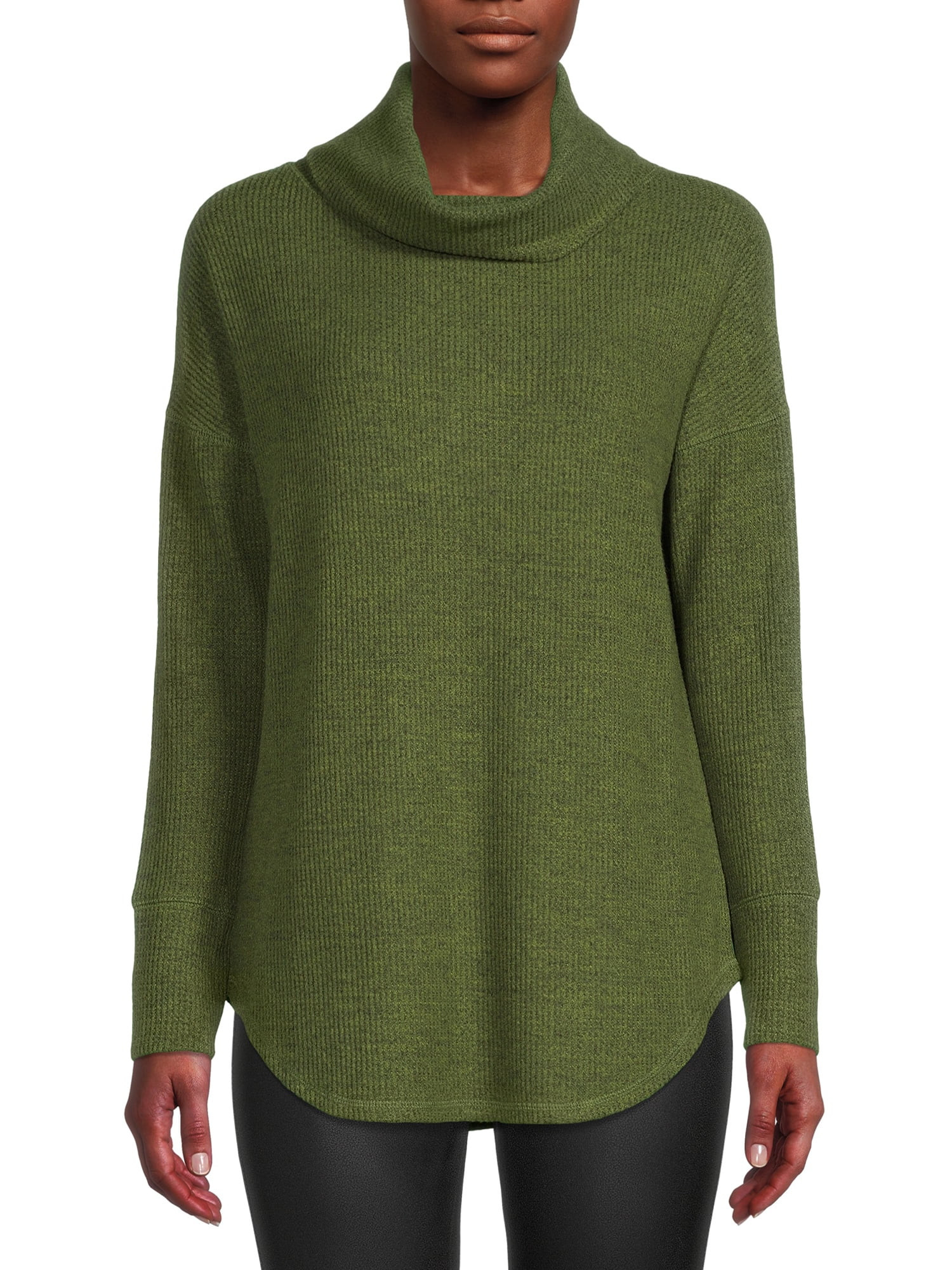 Time and Tru Women's Cowl Neck Waffle Tunic | Walmart (US)