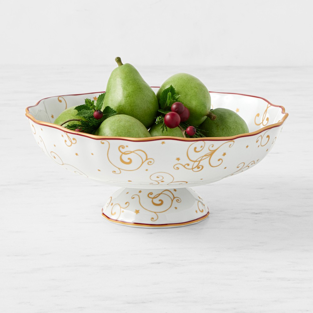 'Twas the Night Before Christmas Porcelain Pedestal Fruit Bowl | Williams-Sonoma