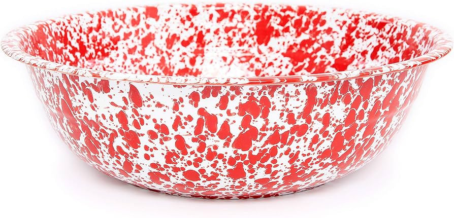 Enamelware Medium Basin, 8 quart, Red/White Splatter (Single) | Amazon (US)