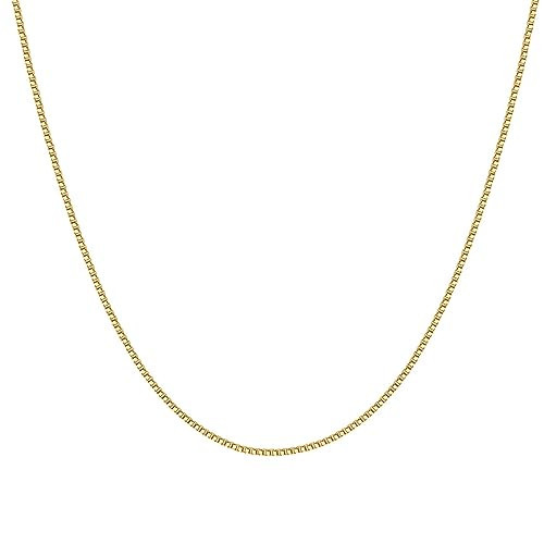 PAVOI 14K Gold Plated Curb Paperclip Box Sphere Bead Snake and Figaro Chain Adjustable Necklace (Box, Yellow Gold Plated) | Amazon (US)