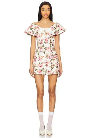 Gretchen Wide Neck Mini Dress in Pink Floral | Revolve Clothing (Global)