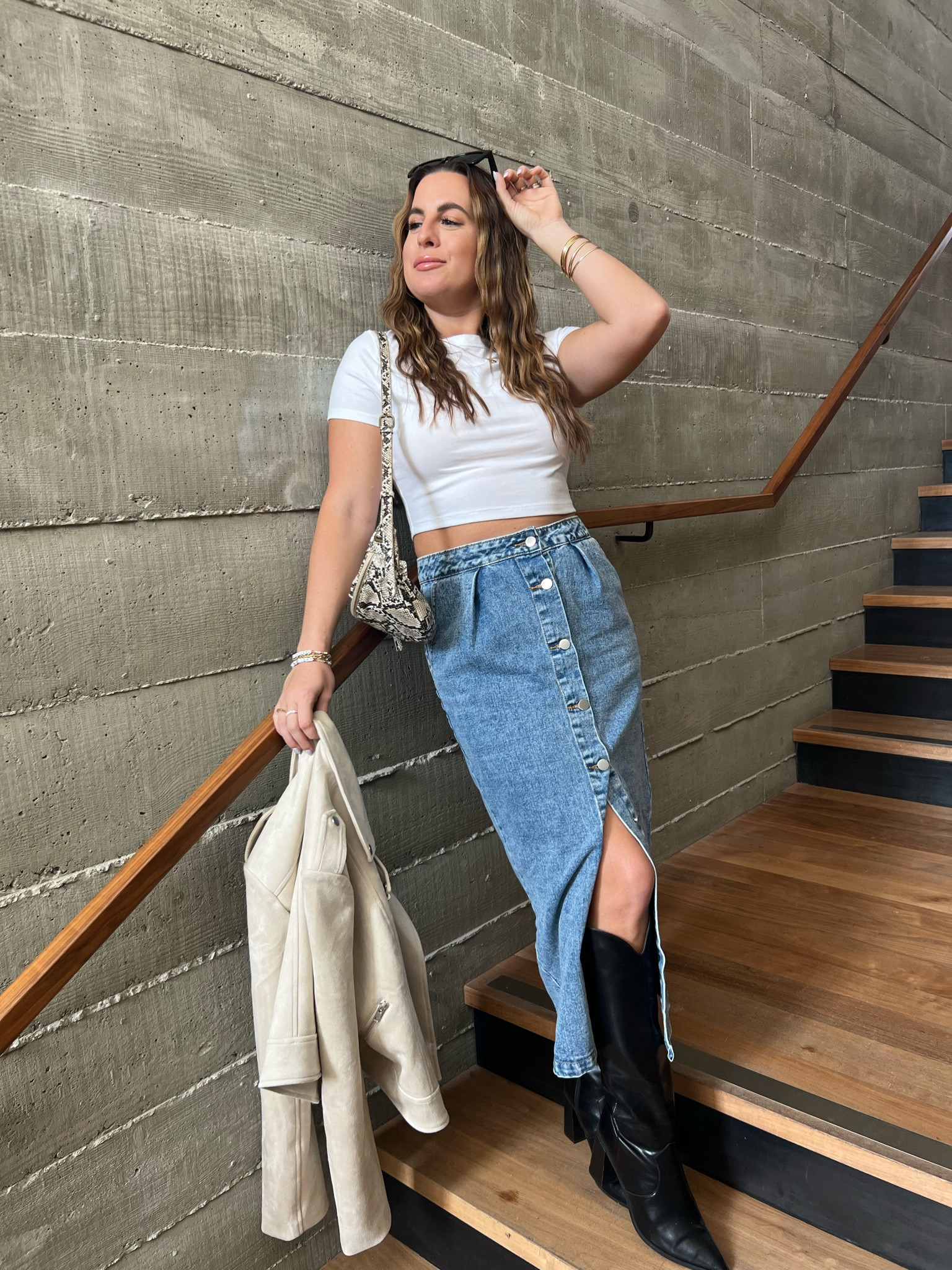 Denim Maxi Skirt Outfit! I loved styling this skirt - wearing a Medium

#LTKSeasonal #LTKunder50 #LTKFind