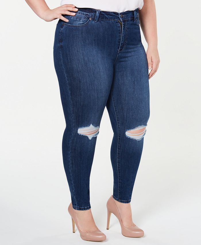 Celebrity Pink Trendy Plus Size  High-Rise Distressed Skinny Ankle Jeans & Reviews - Jeans - Plus... | Macys (US)