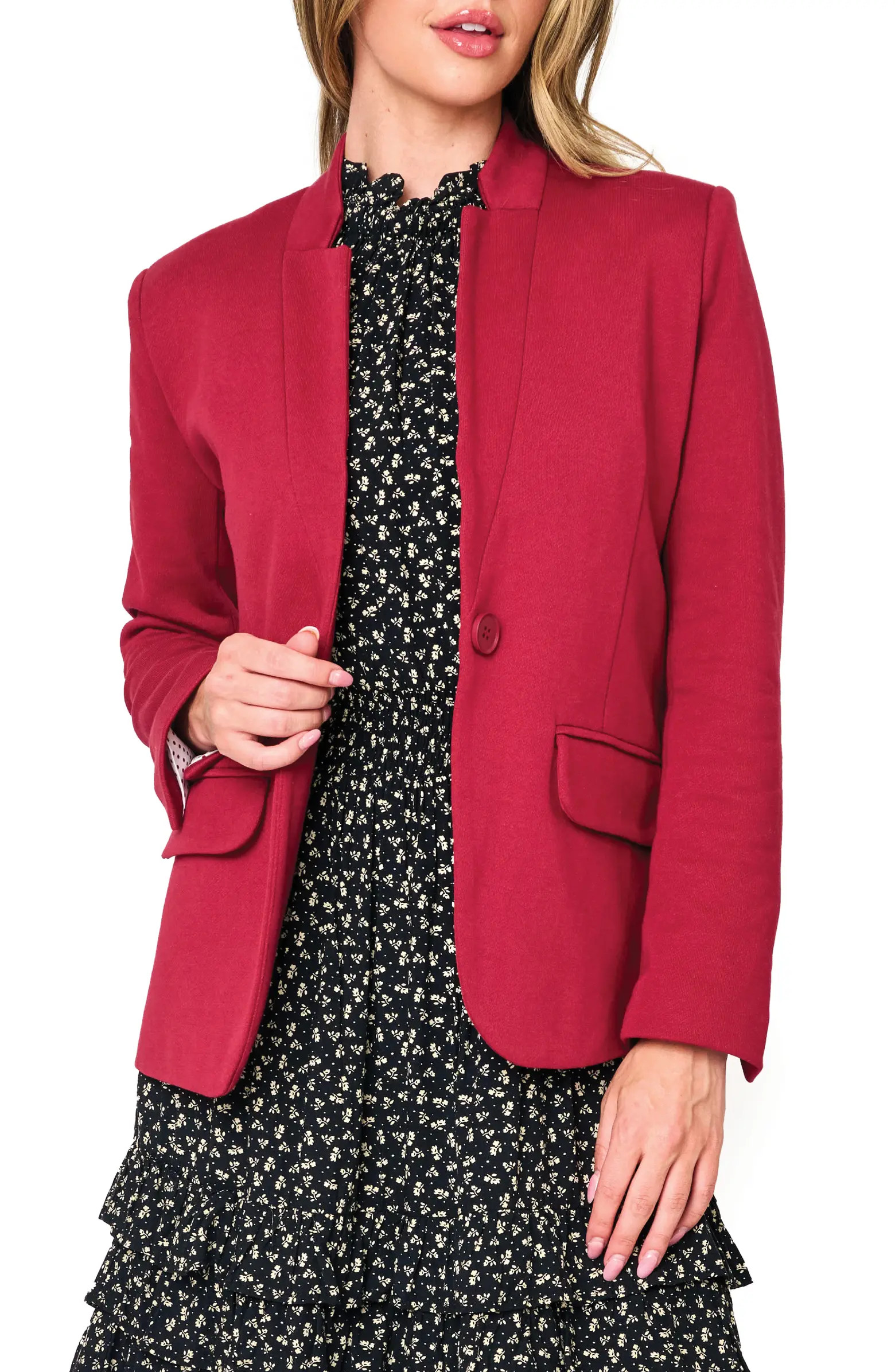 Inverted Notch Collar Cotton Blend Knit Blazer | Nordstrom