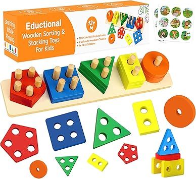 Montessori Toys for 1 Year Old, Learning Toys for 2 Year Olds Toddler Stacking & Sorting Toys for... | Amazon (US)