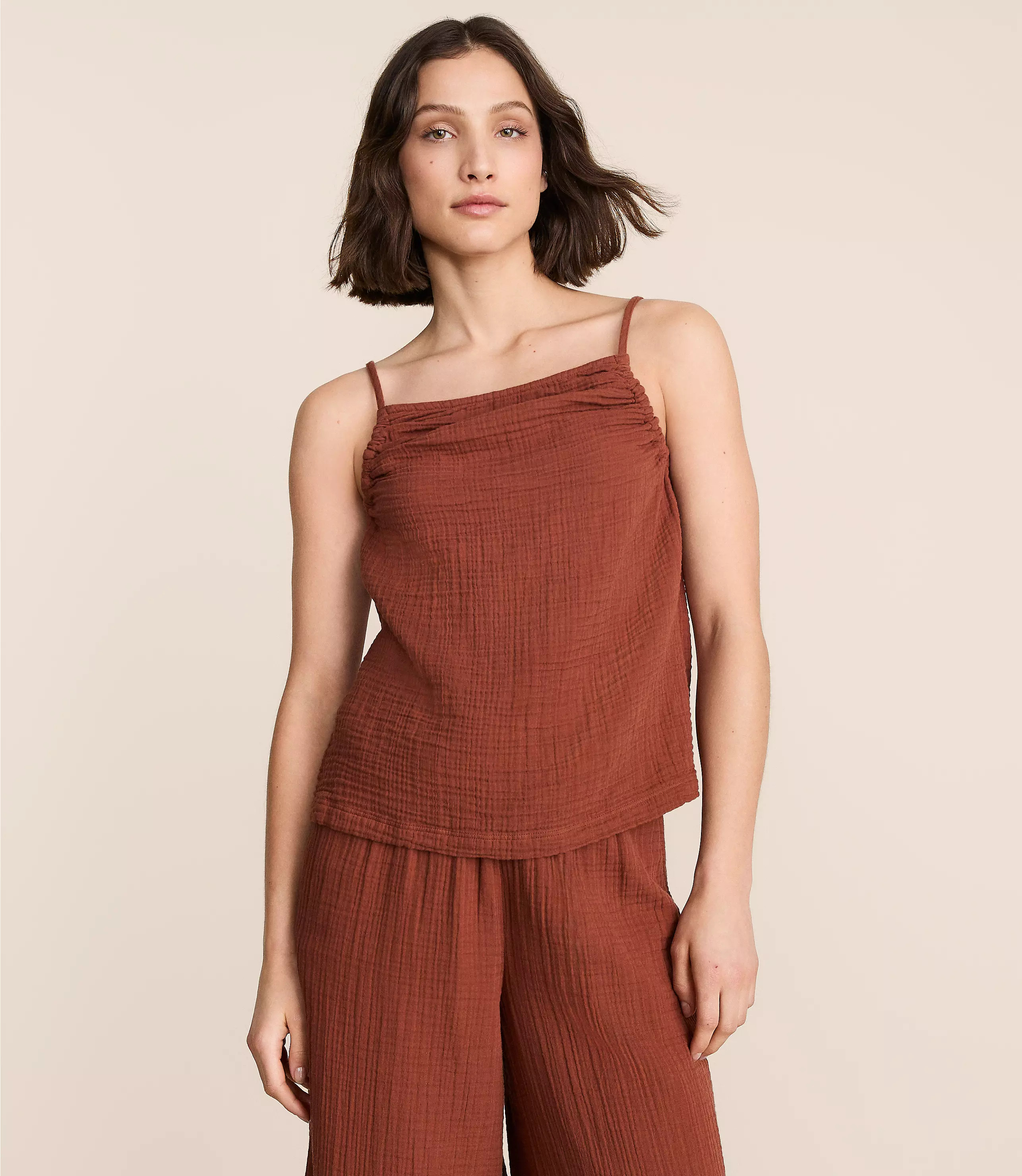 Lou & Grey Ruched Triple Cloth Tank Top | LOFT