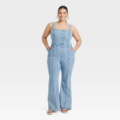 Women's Denim Jumpsuit - Ava & Viv™ Light Wash 30 | Target