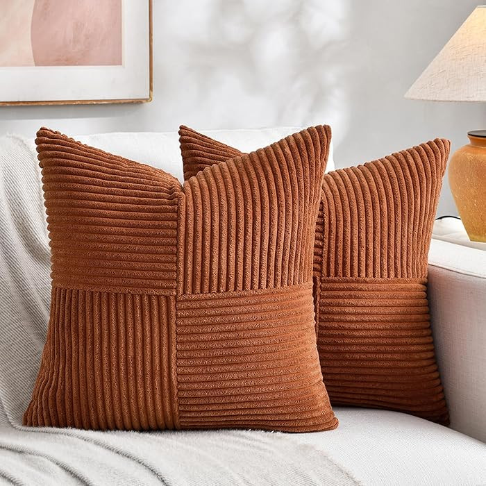 Fancy Homi 2 Packs Rust Boho Decorative Throw Pillow Covers 18x18 Inch for Couch Bed Sofa, Farmho... | Amazon (US)