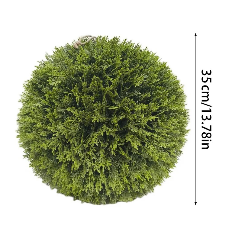 14" Artificial Cyprus Evergreen Ball - Premium Lifelike Faux Greenery, Easy Maintenance Decor | Walmart (US)