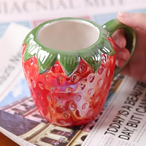 A.F.N.A.L Ceramic Mug for Home & Office, Creative Porcelain Fruit Cup with Handle for Coffee, Tea, Juice, Milk & Water, 17oz. Strawberry Shape Mug Gift | Amazon (US)