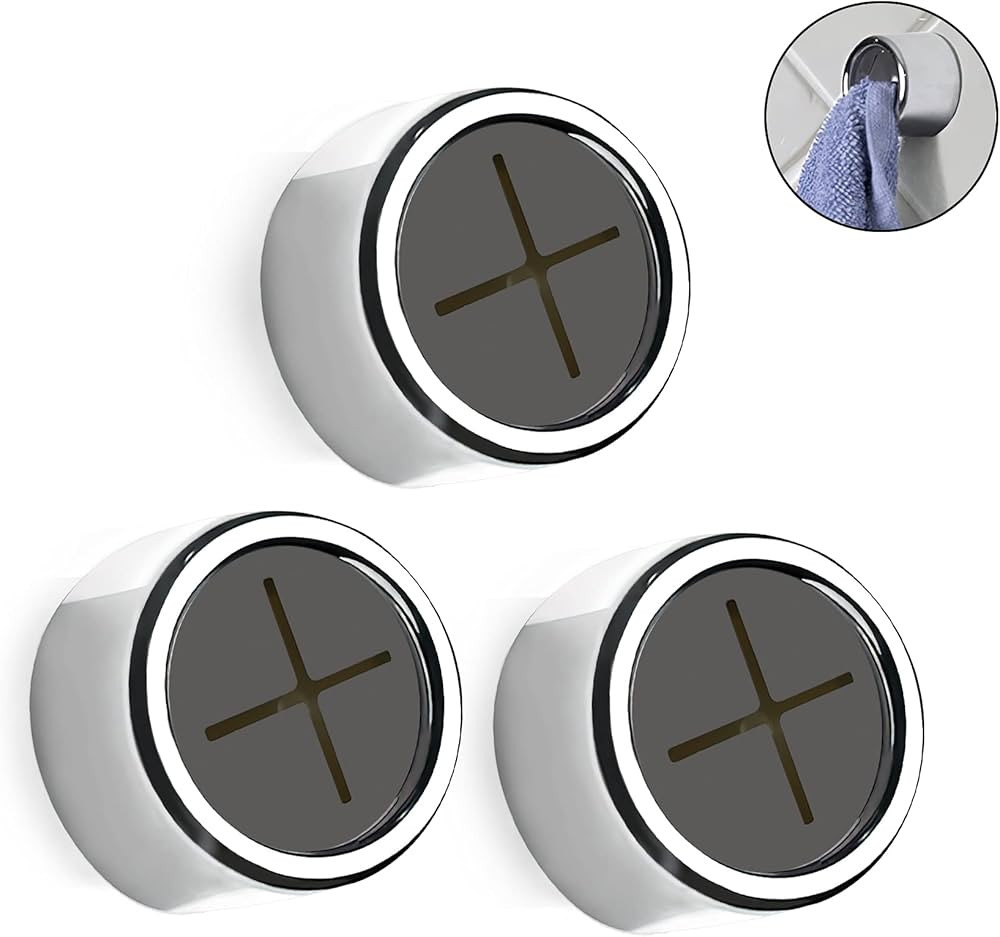 Philbinden 3 Pieces Kitchen Towel Hooks Round Adhesive Dish Towel Hook Premium Chrome Finish & Ea... | Amazon (US)