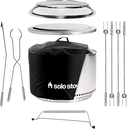 Solo Stove Yukon Ultimate Bundle 2.0 | Incl. Smokeless Fire Pit, Stand, Shelter, Shield, Lid, Handle, Sticks&Tools, Portable Camping Accessories, Wood Burning, Stainless Steel, H: 19.8in x Dia: 27in | Amazon (US)