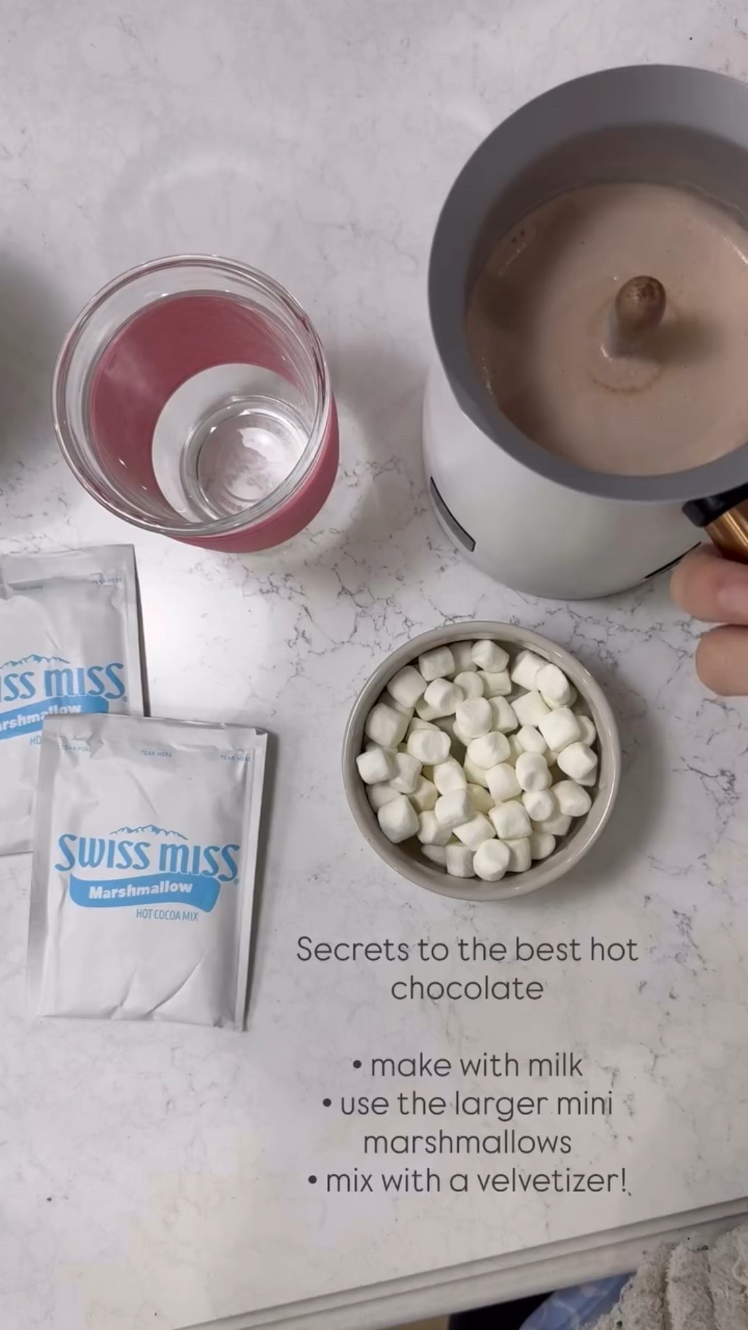Secrets to the best hot chocolate

• make with milk
• use the larger mini marshmallows
• mix with a velvetizer!

#snowday #hotchocolate #hotcocoa #cozyhome

#LTKSeasonal #LTKHome #LTKmomlife