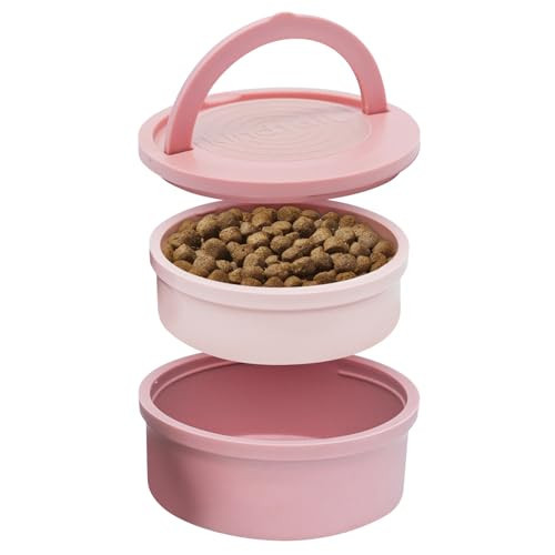 KindTail Dog Travel Bowls - Set of 2 Portable Pet Food & Water Dishes with Lid & Handle - Each Nesting Container Includes a Non-Slip Silicone Base - Microwave & Dishwasher Safe - BPA & Toxin-Free | Amazon (US)