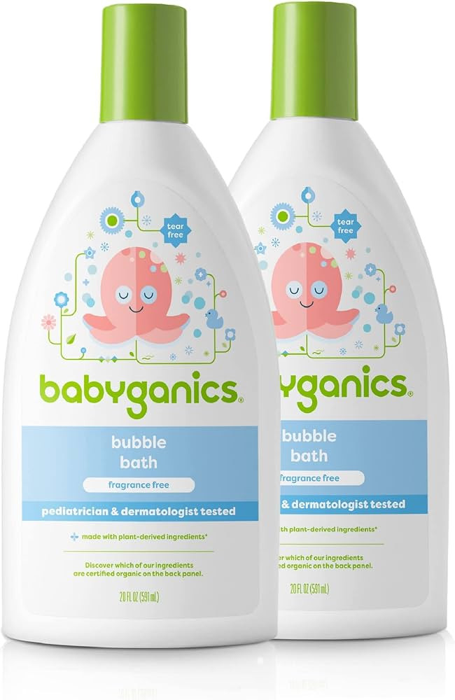 Babyganics Bubble Bath, Non-Allergenic, Gently Cleanses, Fragrance Free, 20 Fl Oz (Pack of 2), Pa... | Amazon (US)