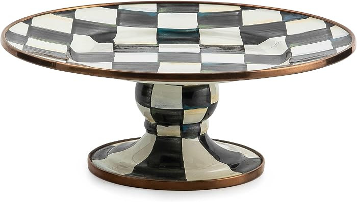 MACKENZIE-CHILDS Pedestal Platter, Mini, Black-and-White Courtly Check     Hand-painted design, m... | Amazon (US)