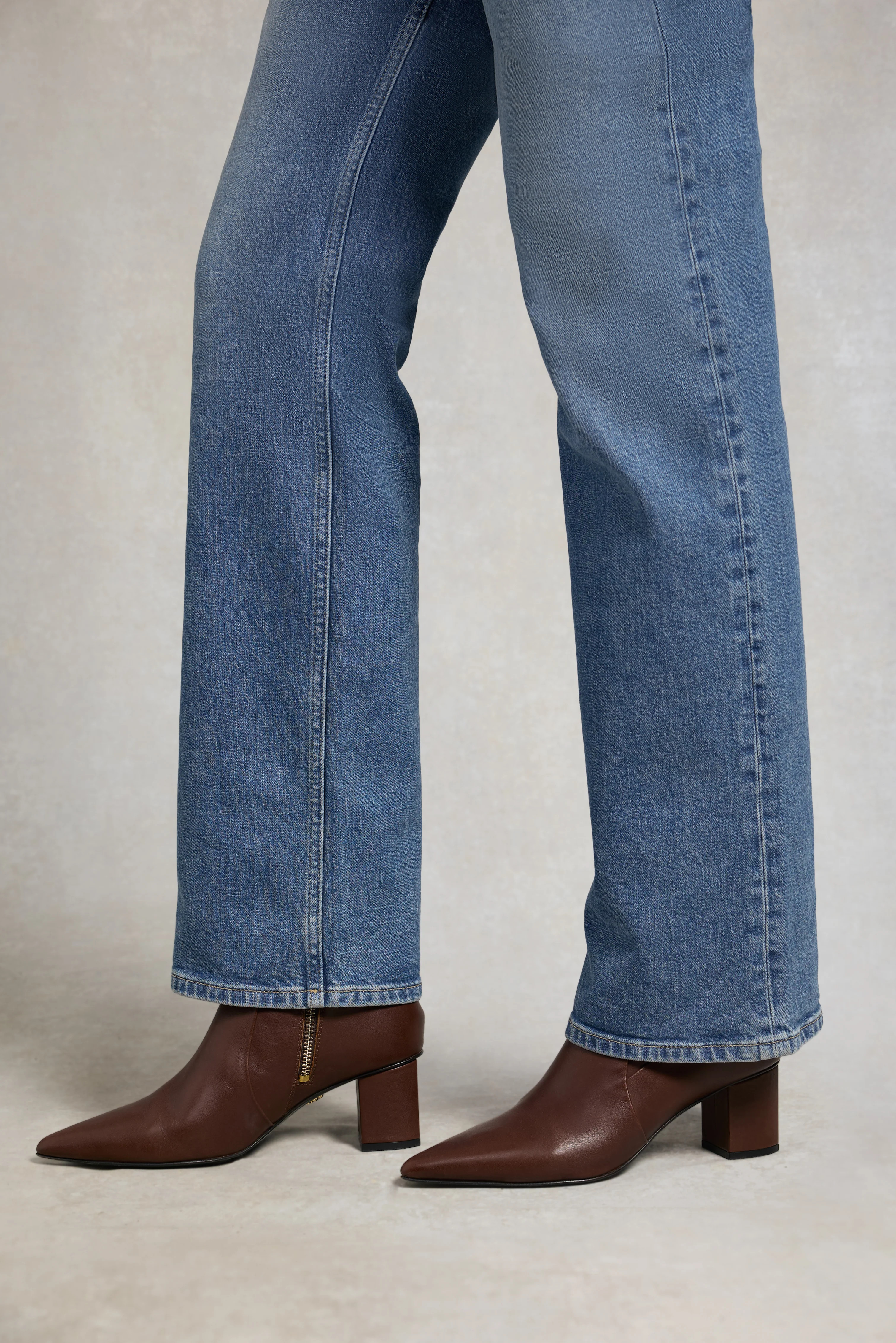 Regency Mid Heel Ankle Boot (Rich Chocolate) | Holland Cooper