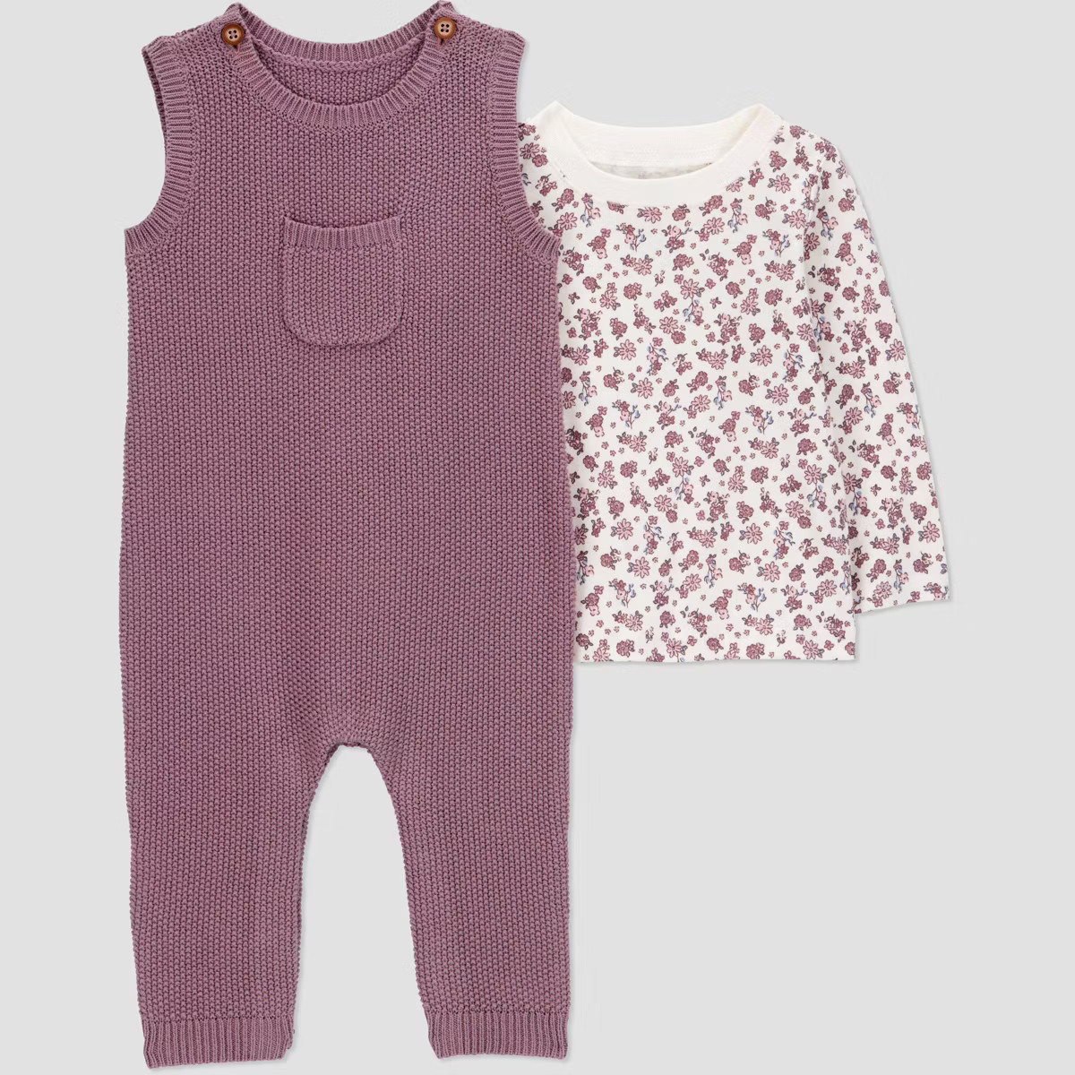 Carter's Just One You® Baby Girls' 2pc Floral Overalls Bodysuit Set - Plum Purple | Target