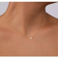 Tiny Gold Initial Necklace Handmade Letter Jewelry Bridesmaid Gift Personalized Plated Custom | Etsy (US)