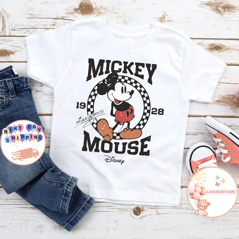 Disney Mickey Mouse Kids T-shirt, Mickey Toddler Sweatshirt, Checkered Mickey Baby Onesie®, Disn... | Etsy (US)