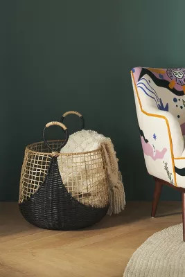 Two-Tone Rattan Basket | Anthropologie (US)