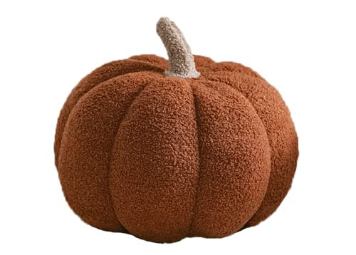 3D Pumpkin Throw Pillow Hugging, Fluffy Pumpkin Plush Pumpkin Stuffed Animal Toys, Pumpkin Pillow Sofa Cushion Pumpkin for Home Decor Halloween, Christmas or Birthday Party (Coffee, 12 Inch) | Amazon (US)